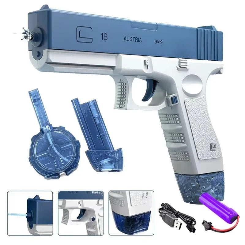 Automatic Spray Water Gun Electric Glock Pistol Shooting Game Fun Firing Summer Outdoor Beach Fight Toys for Children's Gifts