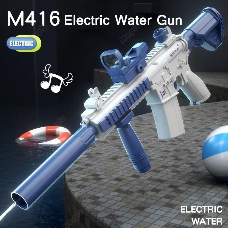Electric Water Gun Automatic Water Suction Waterproof Design Automatic Water Gun Pool Beach Outdoor Party Toy for Children Kids