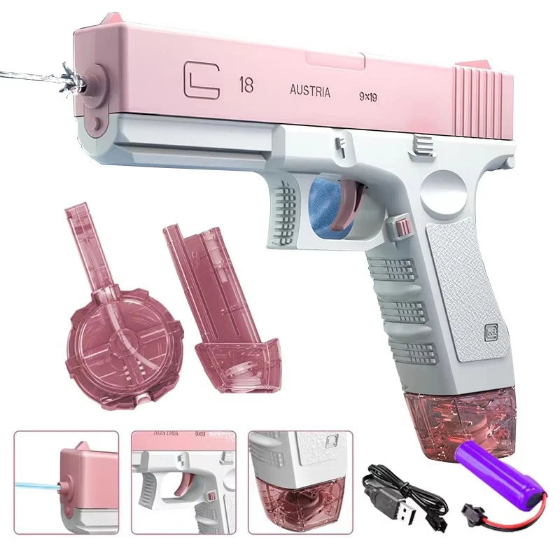 Automatic Spray Water Gun Electric Glock Pistol Shooting Game Fun Firing Summer Outdoor Beach Fight Toys for Children's Gifts