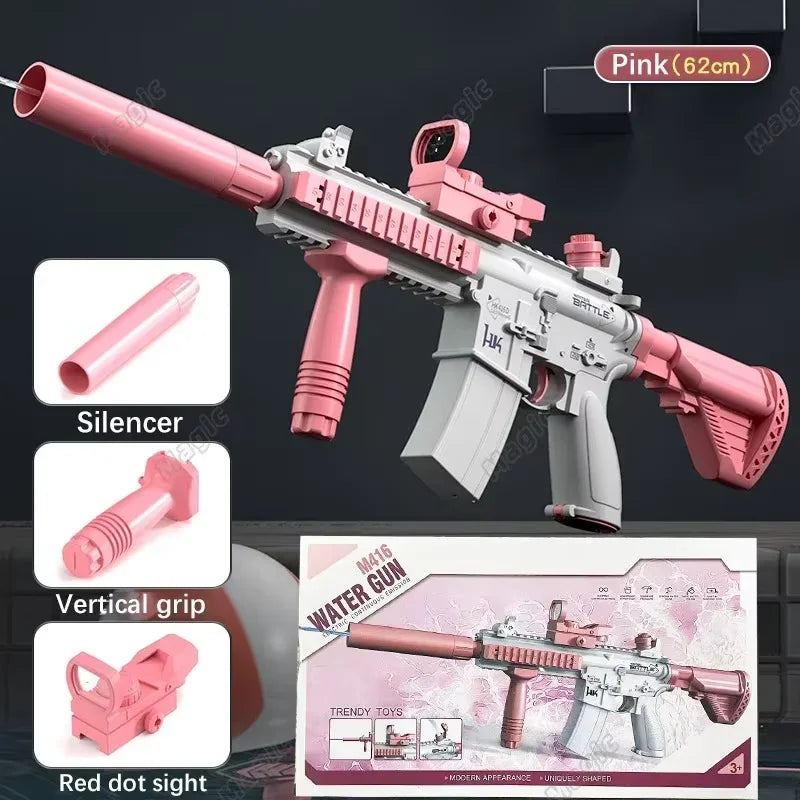 Electric Water Gun Automatic Water Suction Waterproof Design Automatic Water Gun Pool Beach Outdoor Party Toy for Children Kids