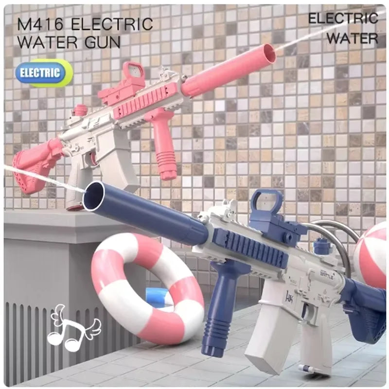 Electric Water Gun Automatic Water Suction Waterproof Design Automatic Water Gun Pool Beach Outdoor Party Toy for Children Kids