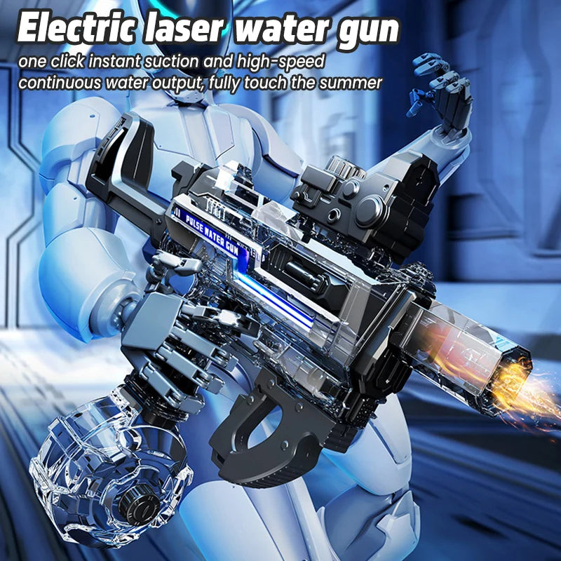 Flashing Fire Electric Water Gun Toy Large Capacity Automatic Water Absorption Continuous Outdoor Game For Adults And Children