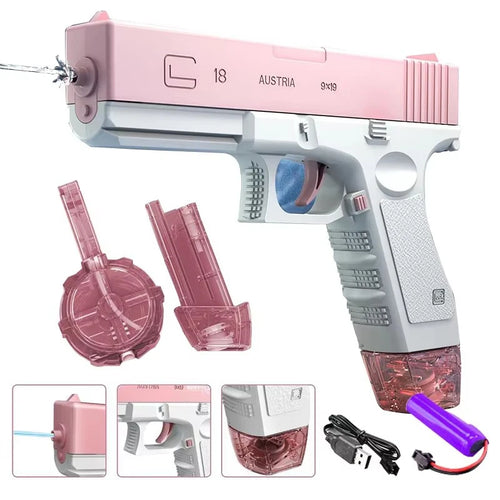 Automatic Spray Water Gun Electric Glock Pistol Shooting Game Fun Firing Summer Outdoor Beach Fight Toys for Children's Gifts