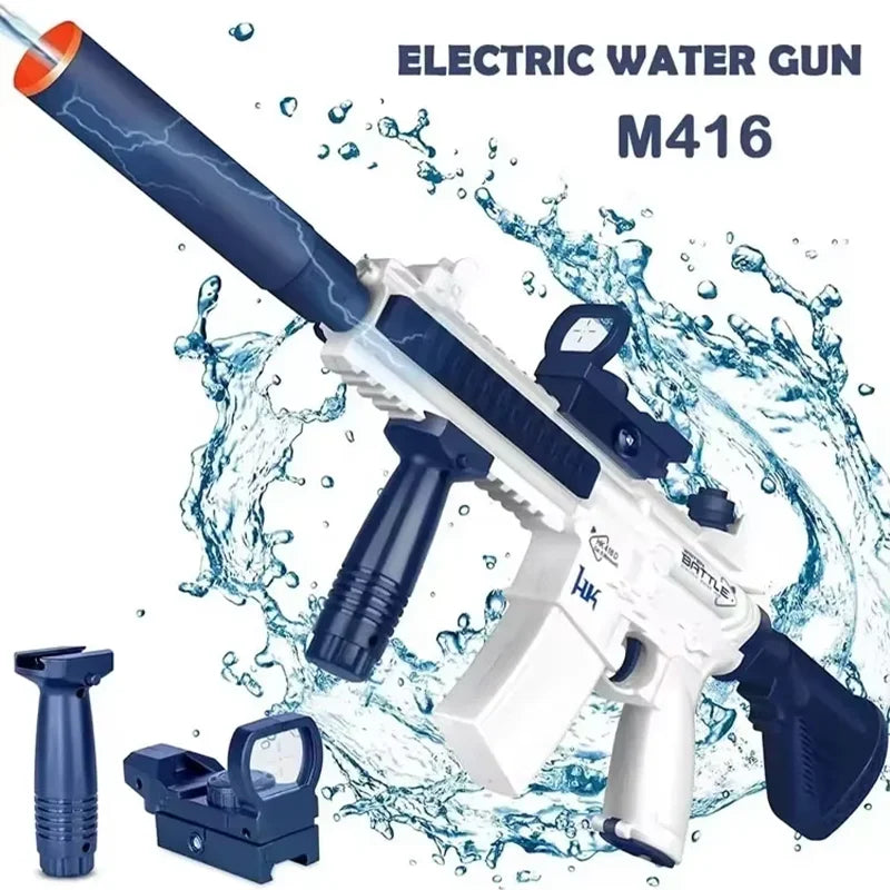 Electric Water Gun Automatic Water Suction Waterproof Design Automatic Water Gun Pool Beach Outdoor Party Toy for Children Kids